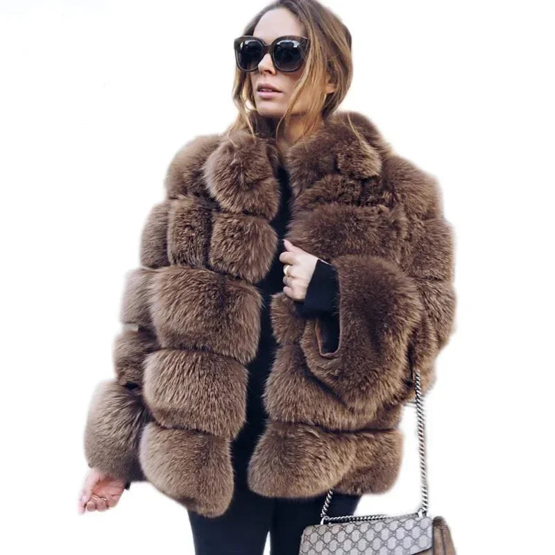 Spliced Faux Fur Short Coat