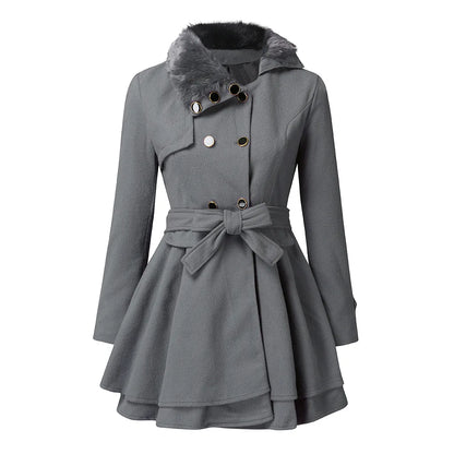 Women Slim Long Tweed Coat