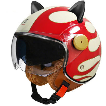 Retro Half-Face Cat-Ear Helmet