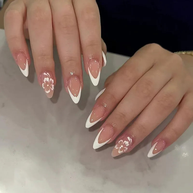 24Pcs French Ballerina Nail Tips