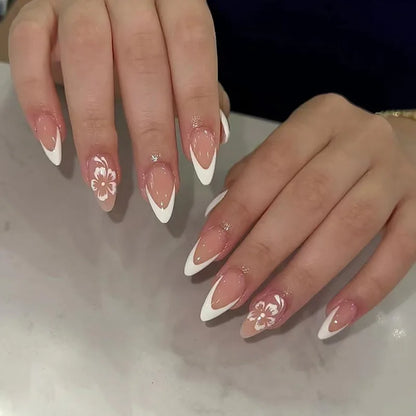 24Pcs French Ballerina Nail Tips