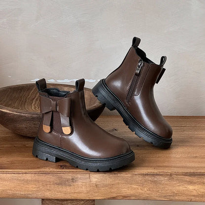 Zip Bow Ankle Boots