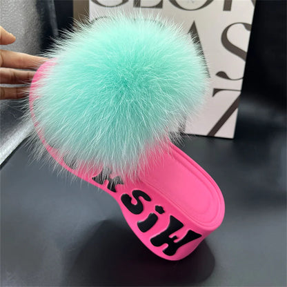 Fur Wedge Party Sandals