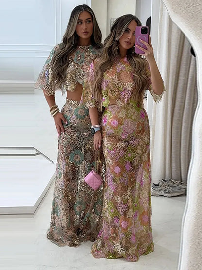 Embroidered Skirt Set