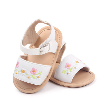 Embroidered Flower Baby Sandals