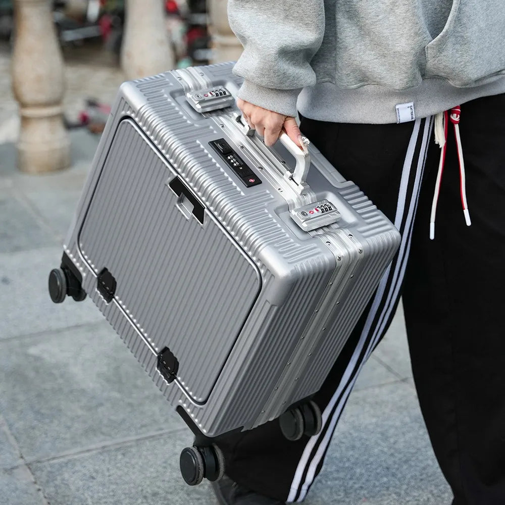 Front-Pocket Aluminum Frame Suitcase