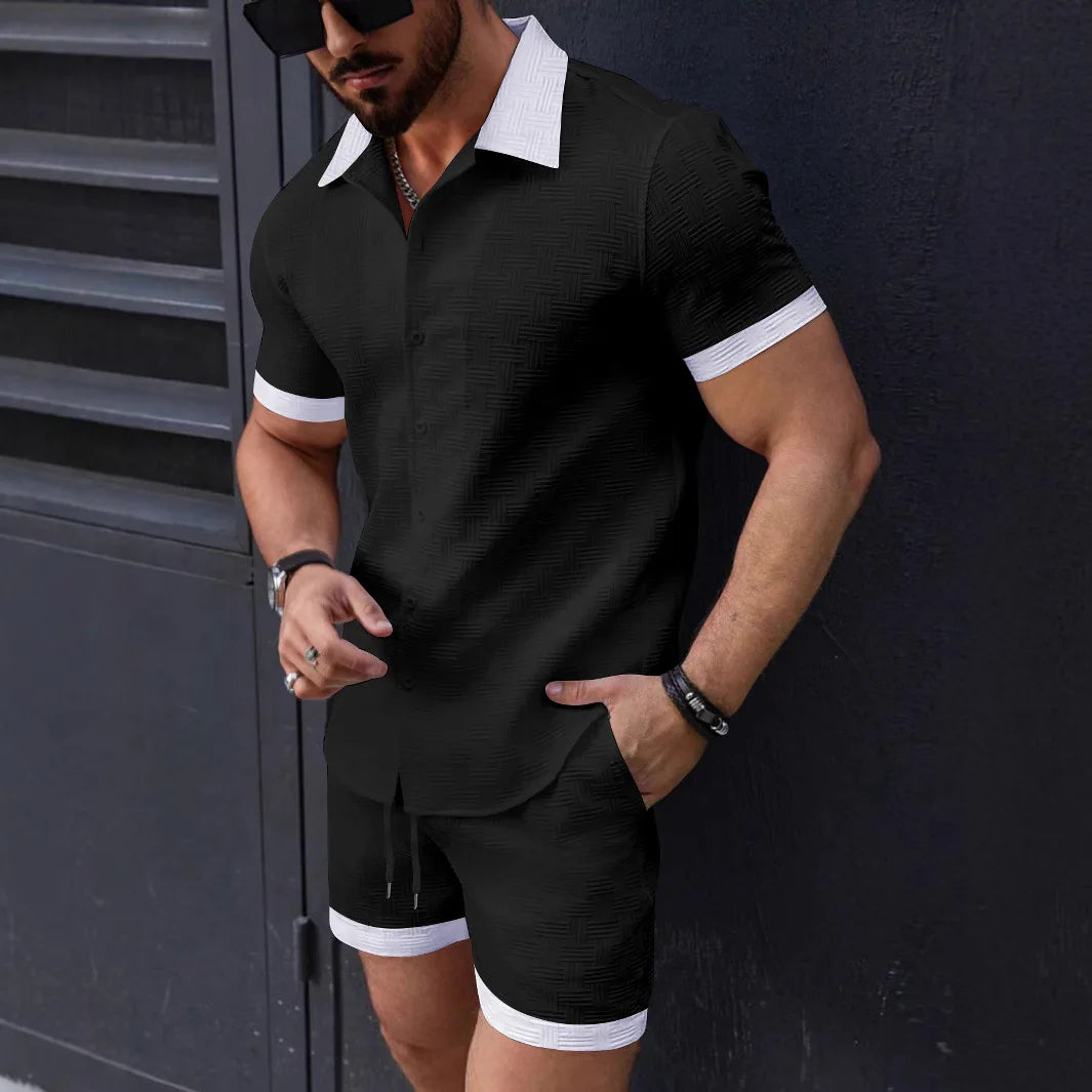 Cotton Linen Jacquard Shirt Set