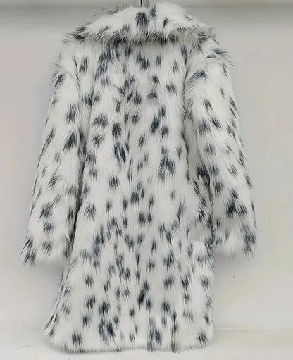 Long Leopard Faux Fur Coat