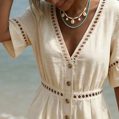 Button Wide Romper