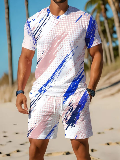 Irregular 3D Print T-Shirt Set