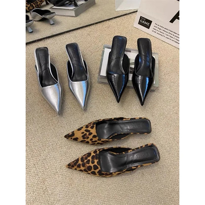 Leopard Mule Heels