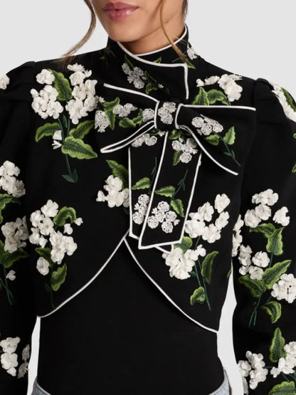 Floral Bow High-Neck Jacket