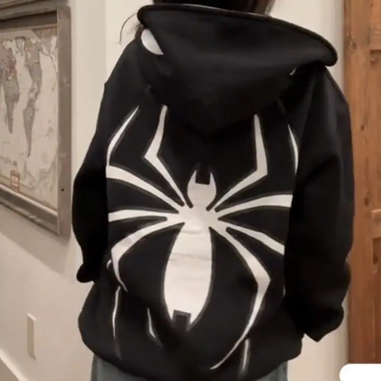 Spider Print Full-Zip Hoodie