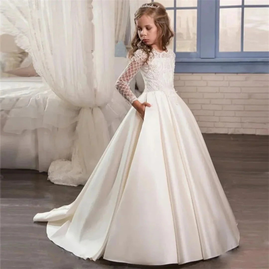 White Lace Flower Girl Dress