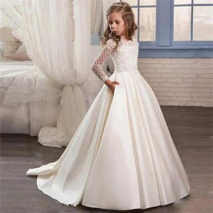 White Lace Flower Girl Dress