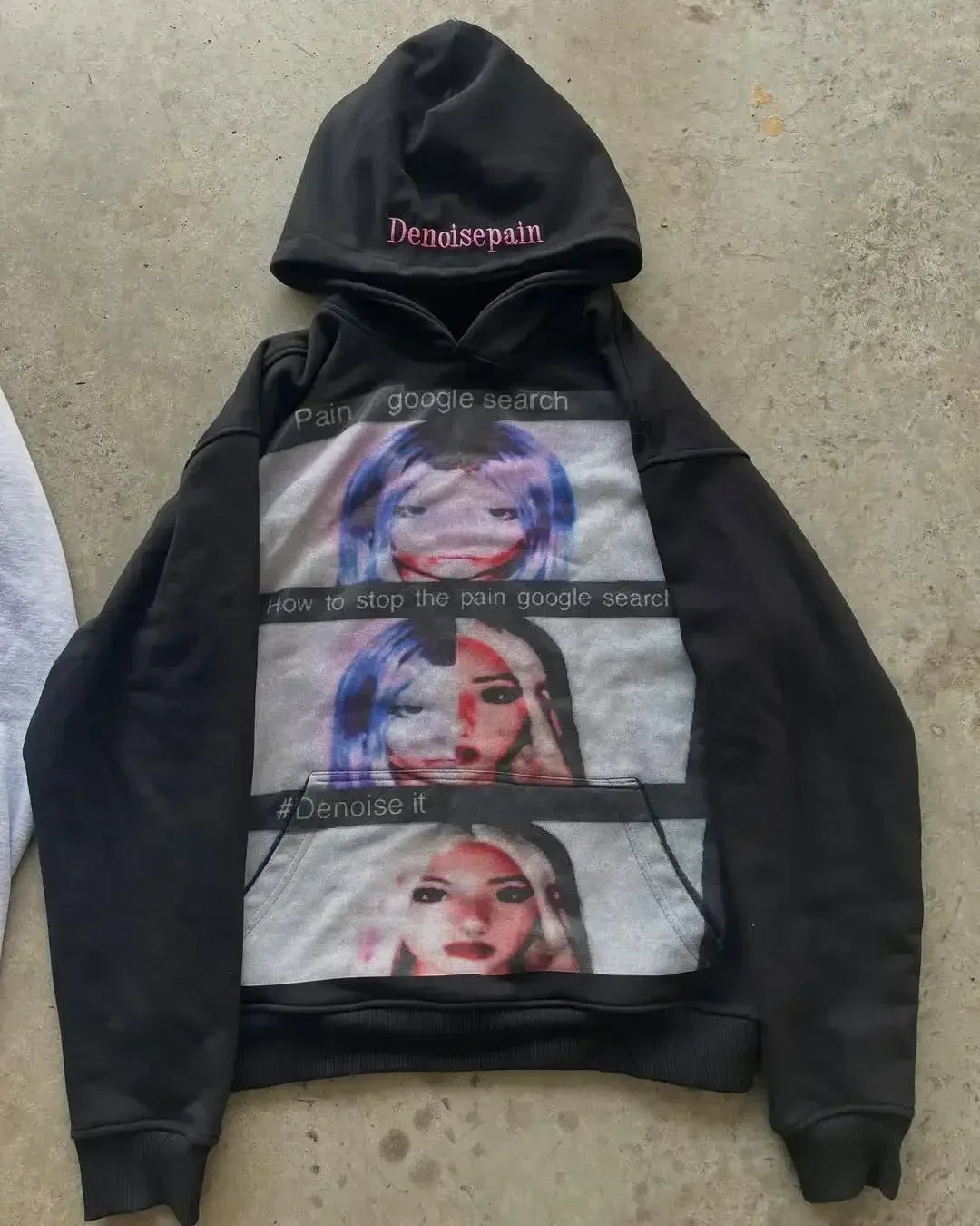 Pink Print Oversized Hoodie