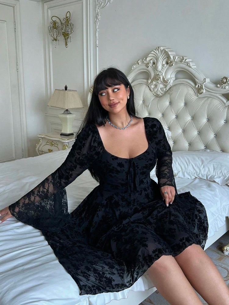 Square Collar A-Line Dress