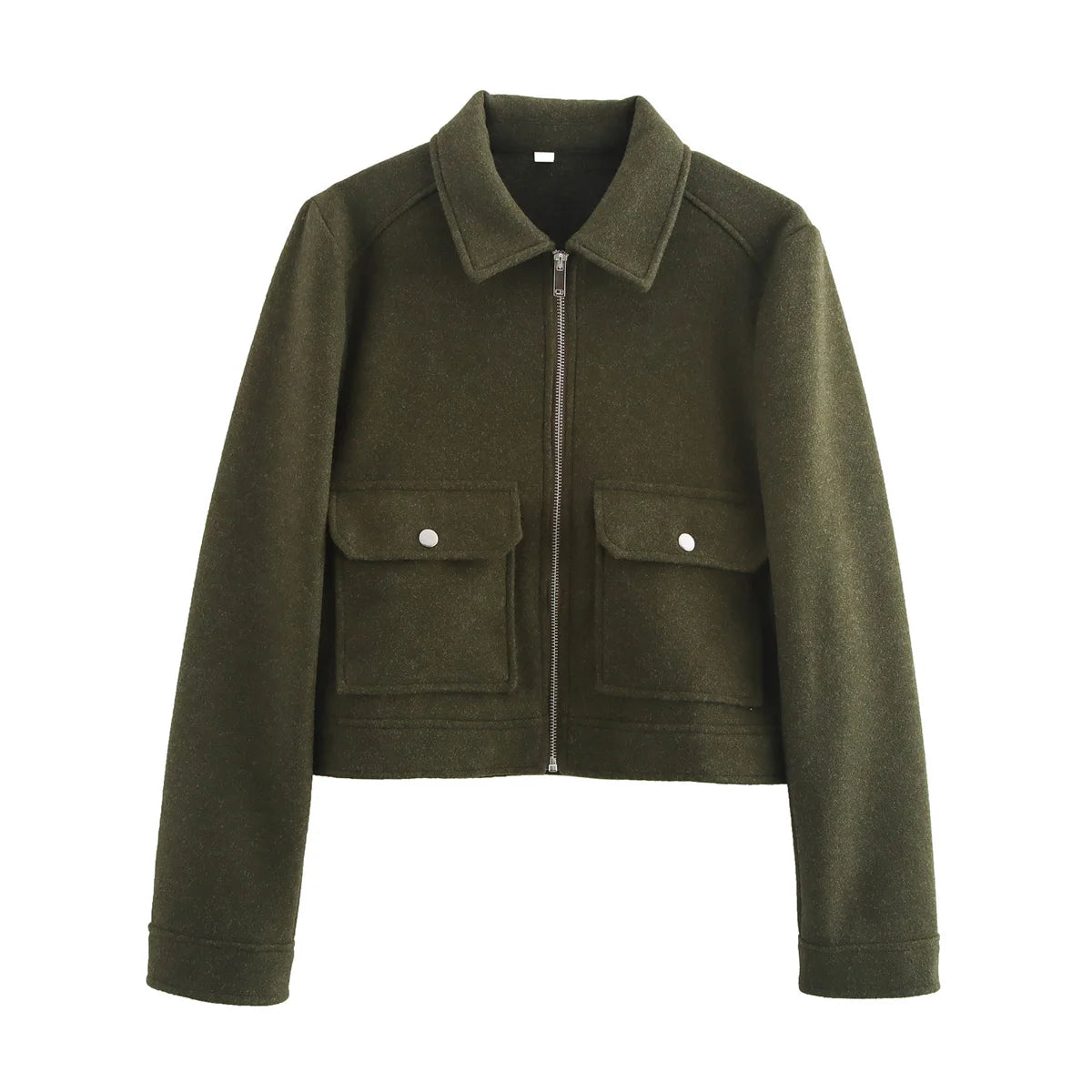 Turn-Down Collar Zip Jacket