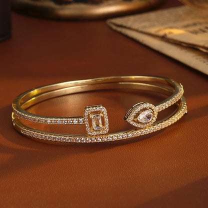 Geometric Zircon Copper Bangle