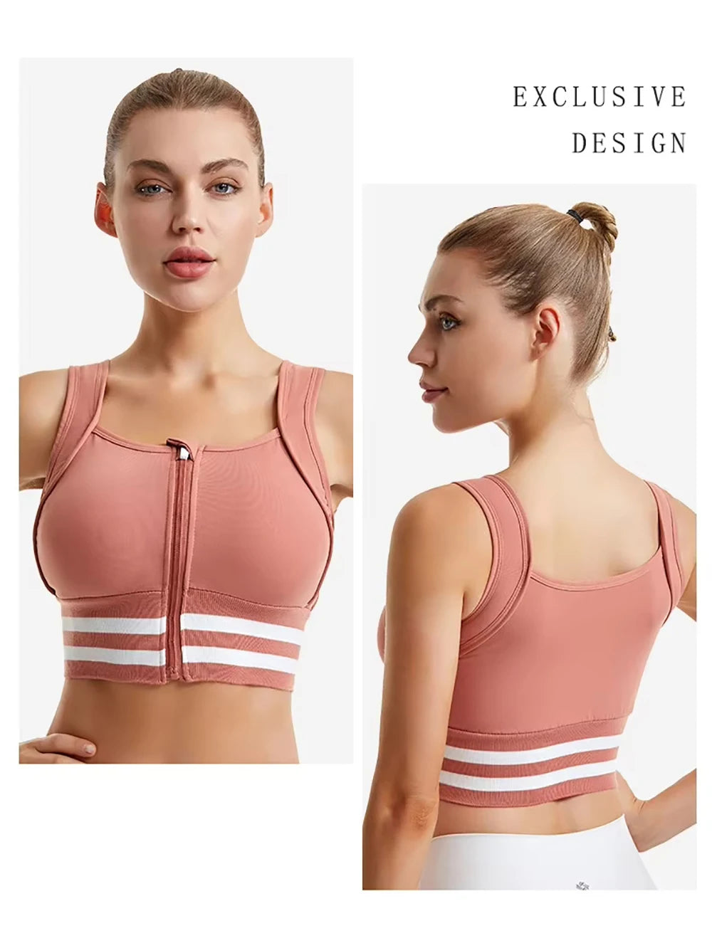 Zipper Front Closure Sports Bra