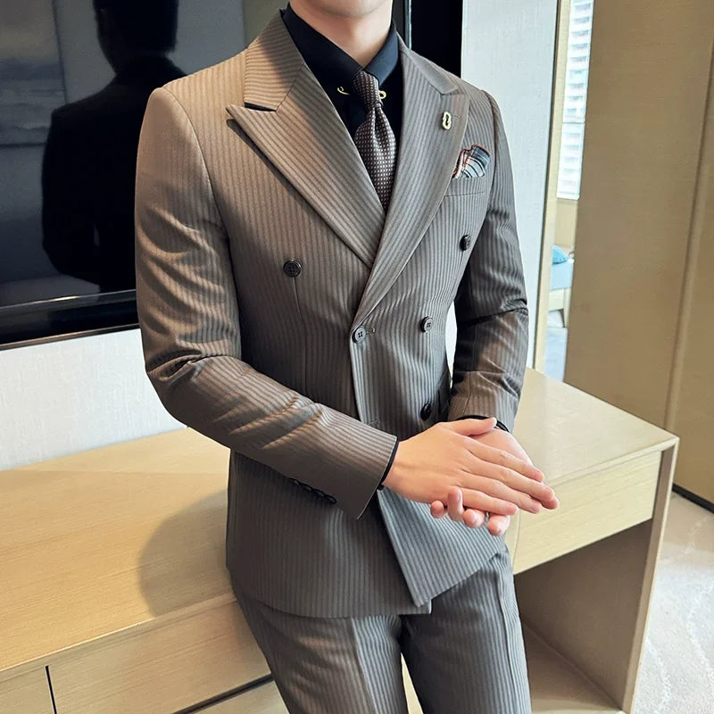 Pants Vest Stripe High Suit