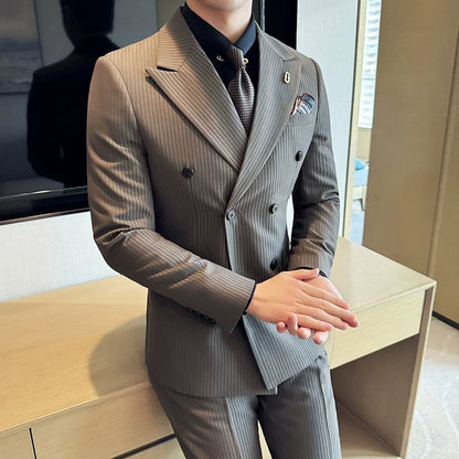 Pants Vest Stripe High Suit