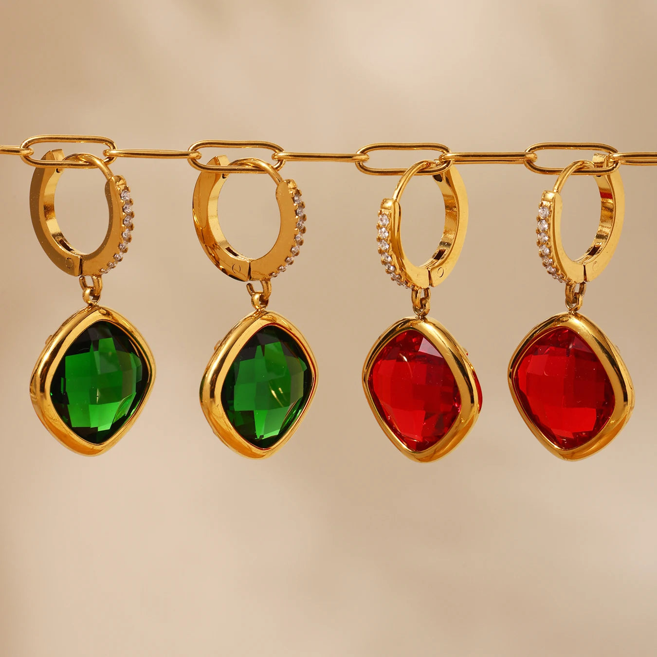 Square Glass Earrings