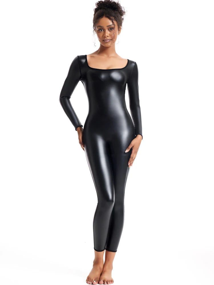 Faux Leather Shaping Bodysuit