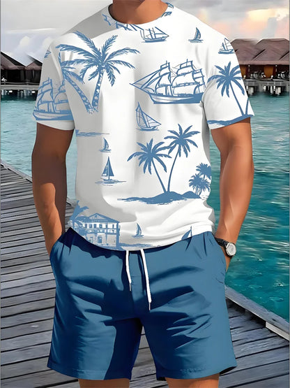 Hawaiian Print T-Shirt Shorts Set