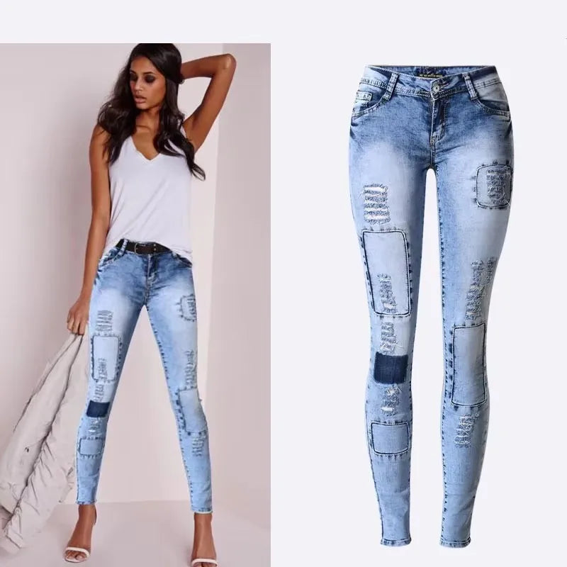 Patchwork Skinny Jeans