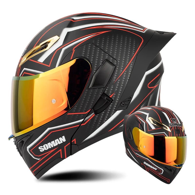 Soman Double-Visor Flip-Up Helmet