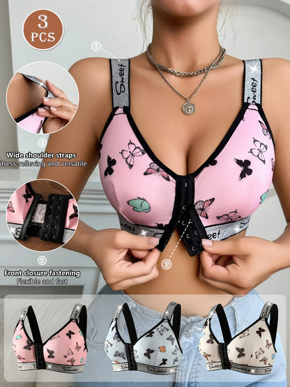 Front-Closure Multi-Color Bra Set