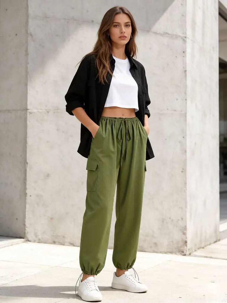 Multi-Pocket Wide-Leg Cargo Pants
