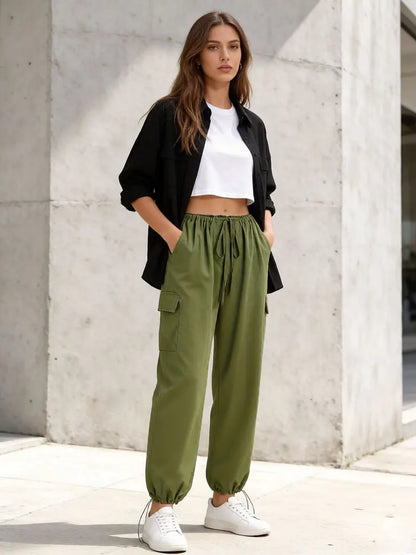 Multi-Pocket Wide-Leg Cargo Pants