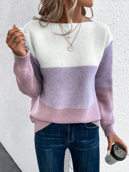 Slash Neck Knit Sweater