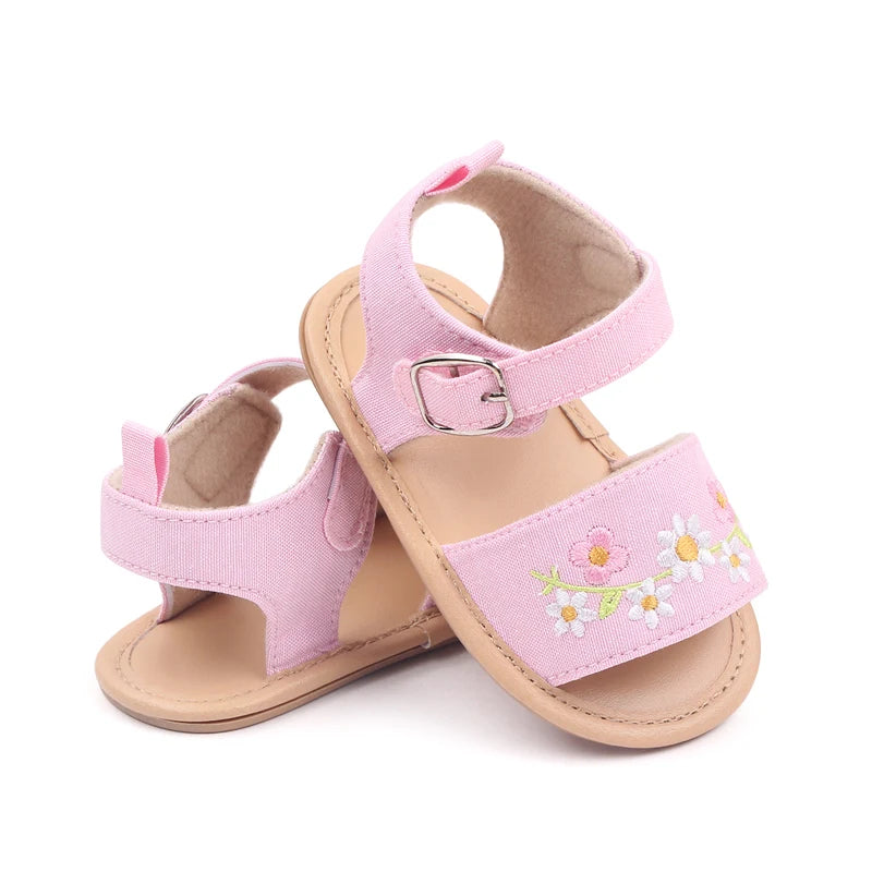 Embroidered Flower Baby Sandals