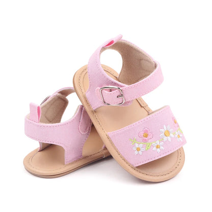 Embroidered Flower Baby Sandals