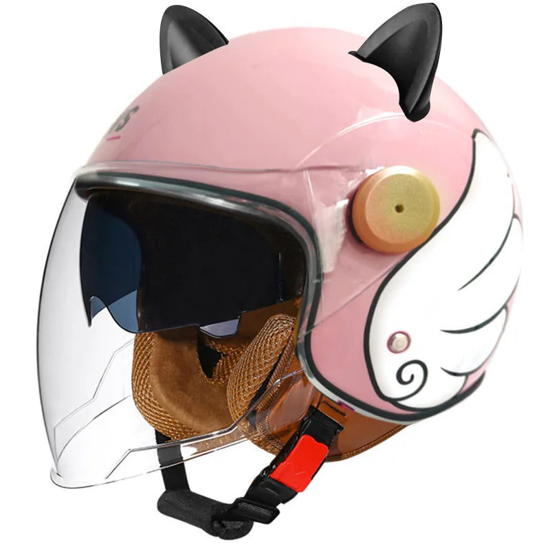 Retro Half-Face Cat-Ear Helmet