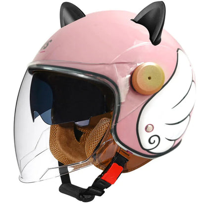 Retro Half-Face Cat-Ear Helmet