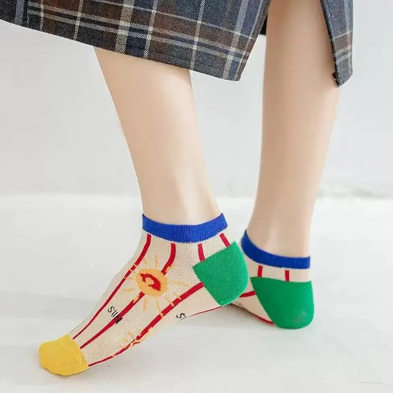 Casual Cartoon Ankle Socks – 10 Pairs