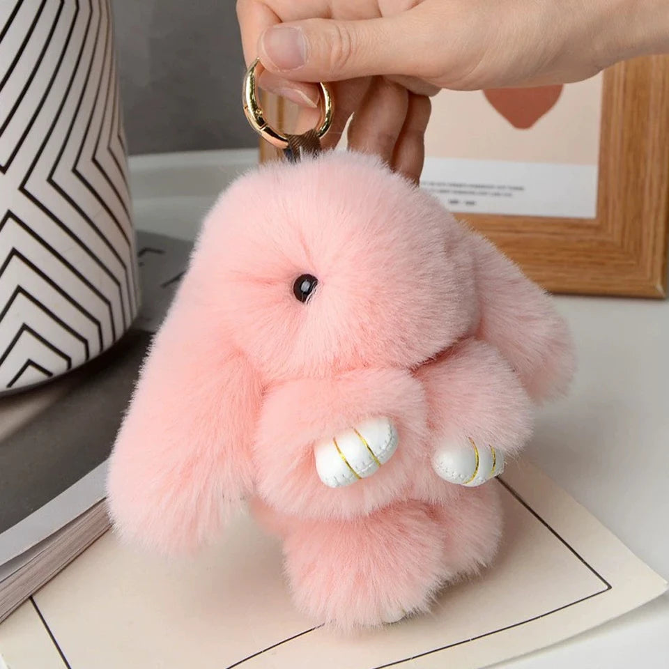 Rabbit Fur Keychain Bag Car