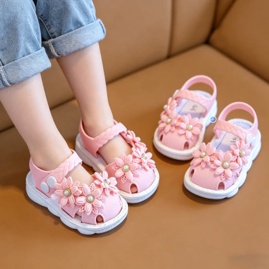 Floral Pearl Closed-Toe Sandals