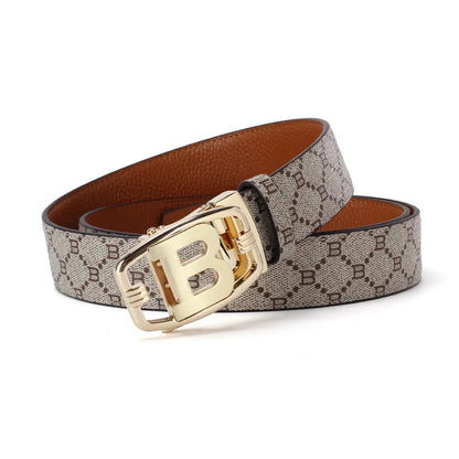 Luxury leather B buckle belt