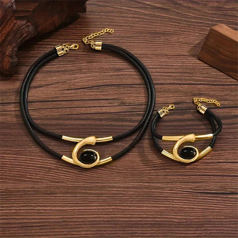 Bohemian Layered Necklace Bracelet Set