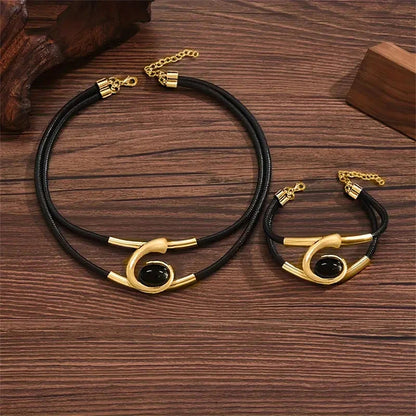 Bohemian Layered Necklace Bracelet Set