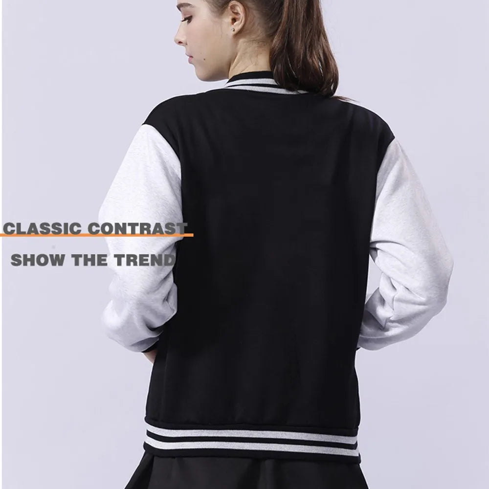 Letter Print Fleece Baseball Jacket