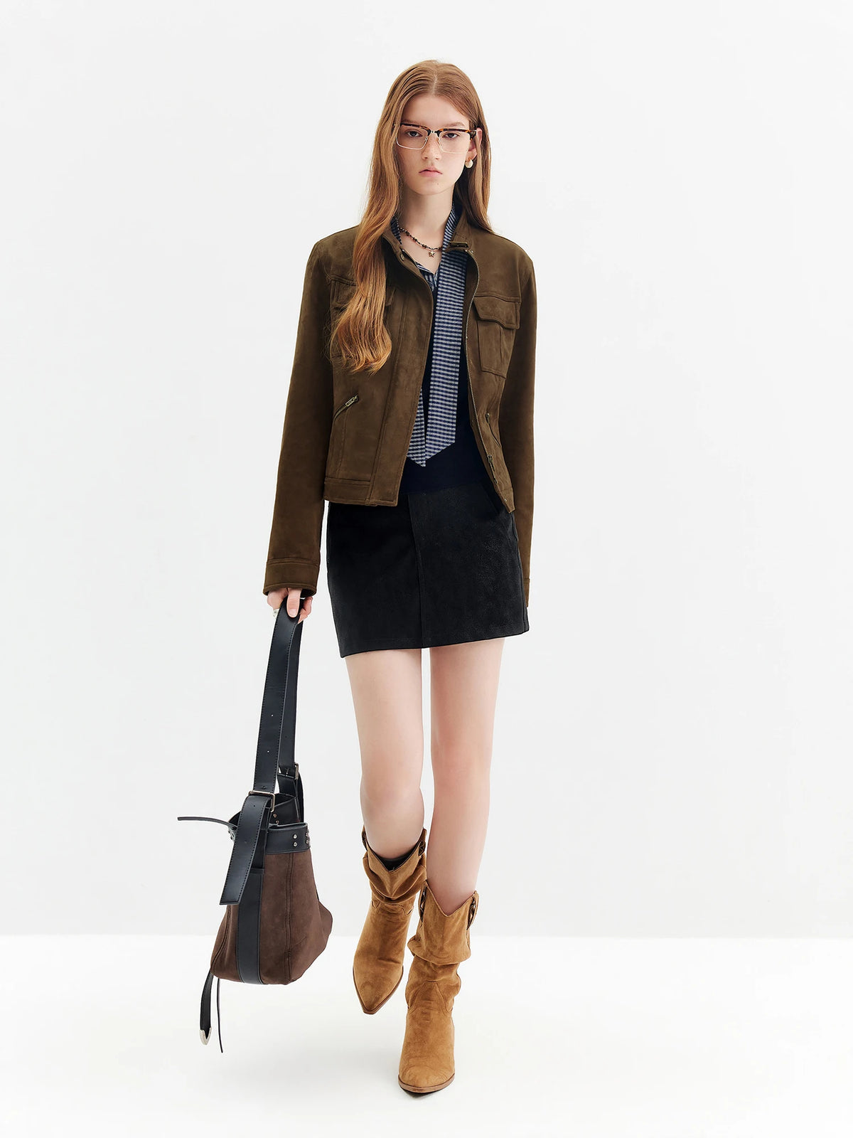 Faux Suede Utility Jacket