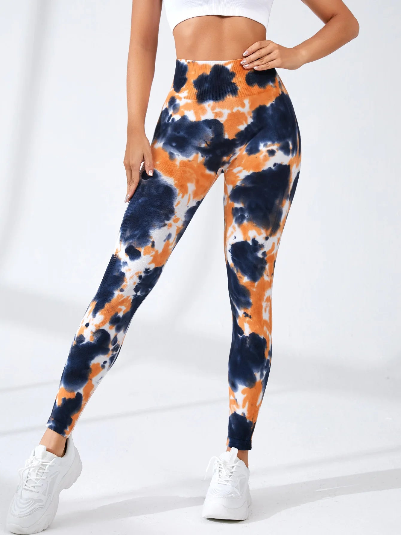 Seamless Tie-Dye Peach Leggings