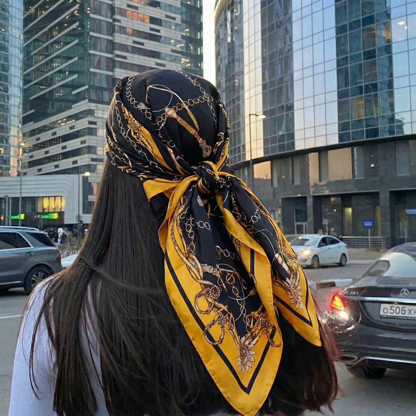 Paisley Print Satin Square Scarf