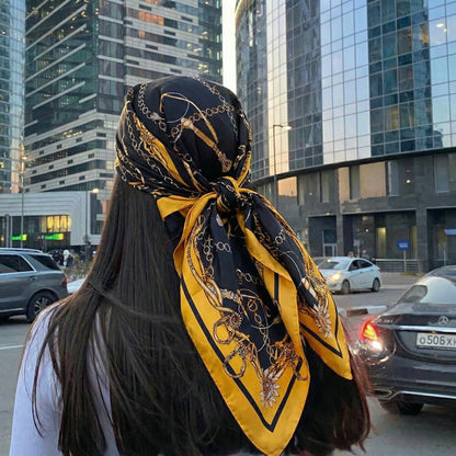 Paisley Print Satin Square Scarf